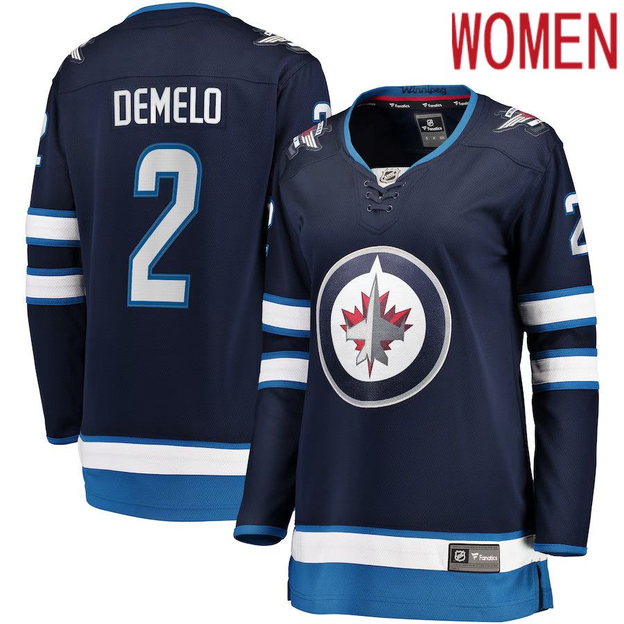 Women Winnipeg Jets 2 Dylan DeMelo Fanatics Branded Navy Home Breakaway Player NHL Jersey